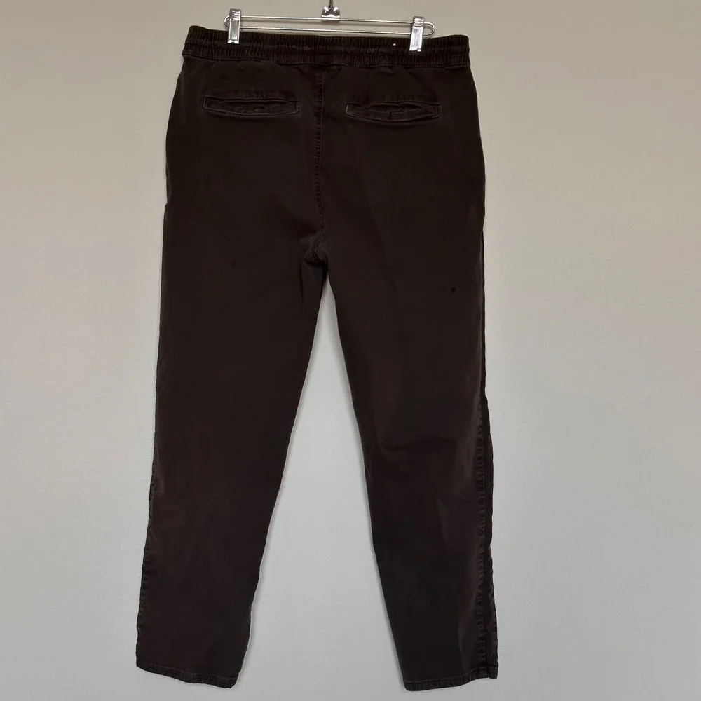 Zara Man Elastic Waist Drawstring Jogger Pants Brown Cotton Stretch Size Large